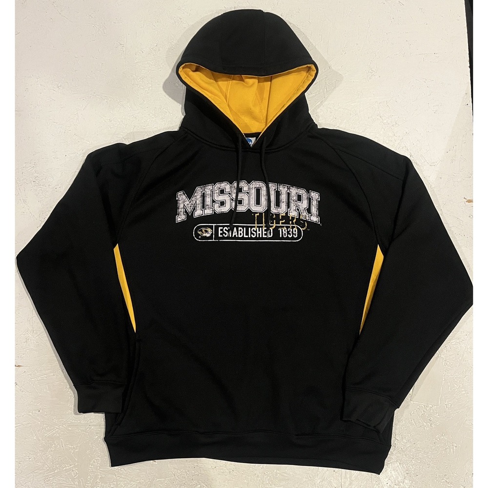 Vintage Y2K NCAA Mizzou Missouri Tigers Sweatshirt Hoodie‎ Mens XL Black
